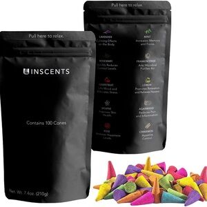 NWT Inscents Waterfall Essential Relaxing Backflow Natural Inscense Cones, 150